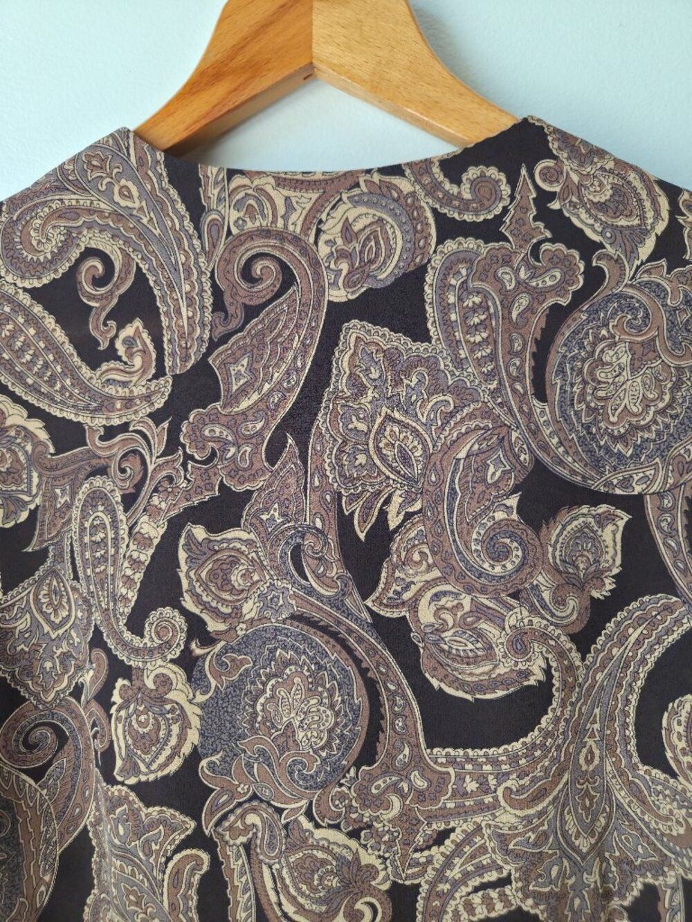 EUC CHAUS DARK ACADEMIA PAISELY PRINT BUTTONED SHIRT LONG SLEEVES SIZE 10 / M - Picture 8 of 13